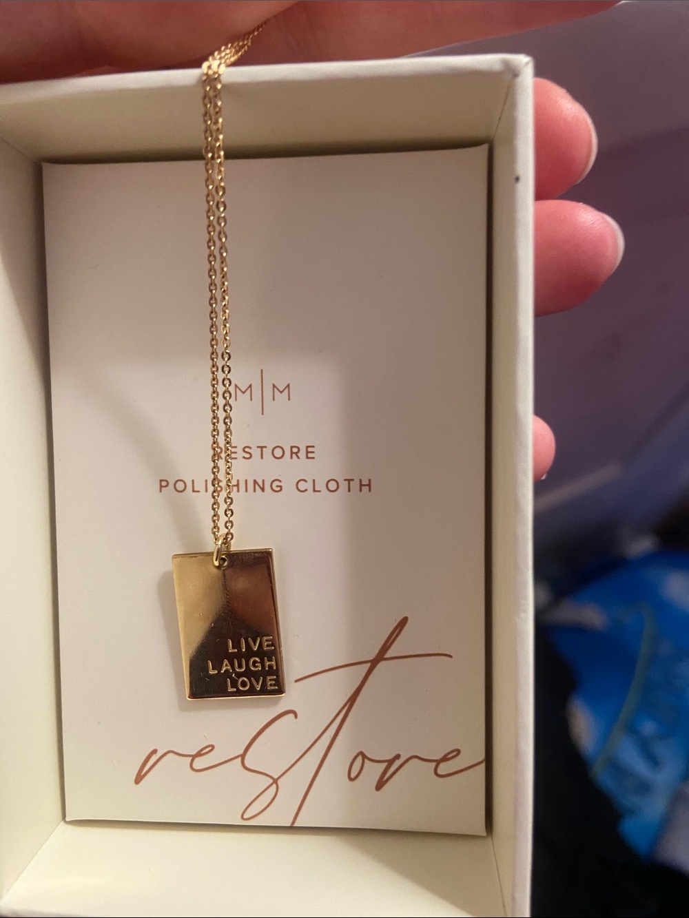 Made by Mary Gold 'Live Laugh Love' Rectangular Pendant Necklace